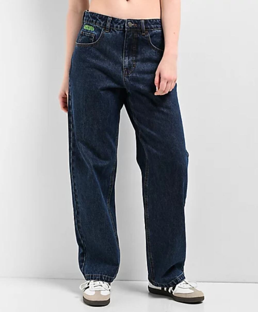 Empyre EasyNow Jeans WMNS 30 Dark Wash Denim Ultra Loose Baggy Hi-Rise Y2k Skate